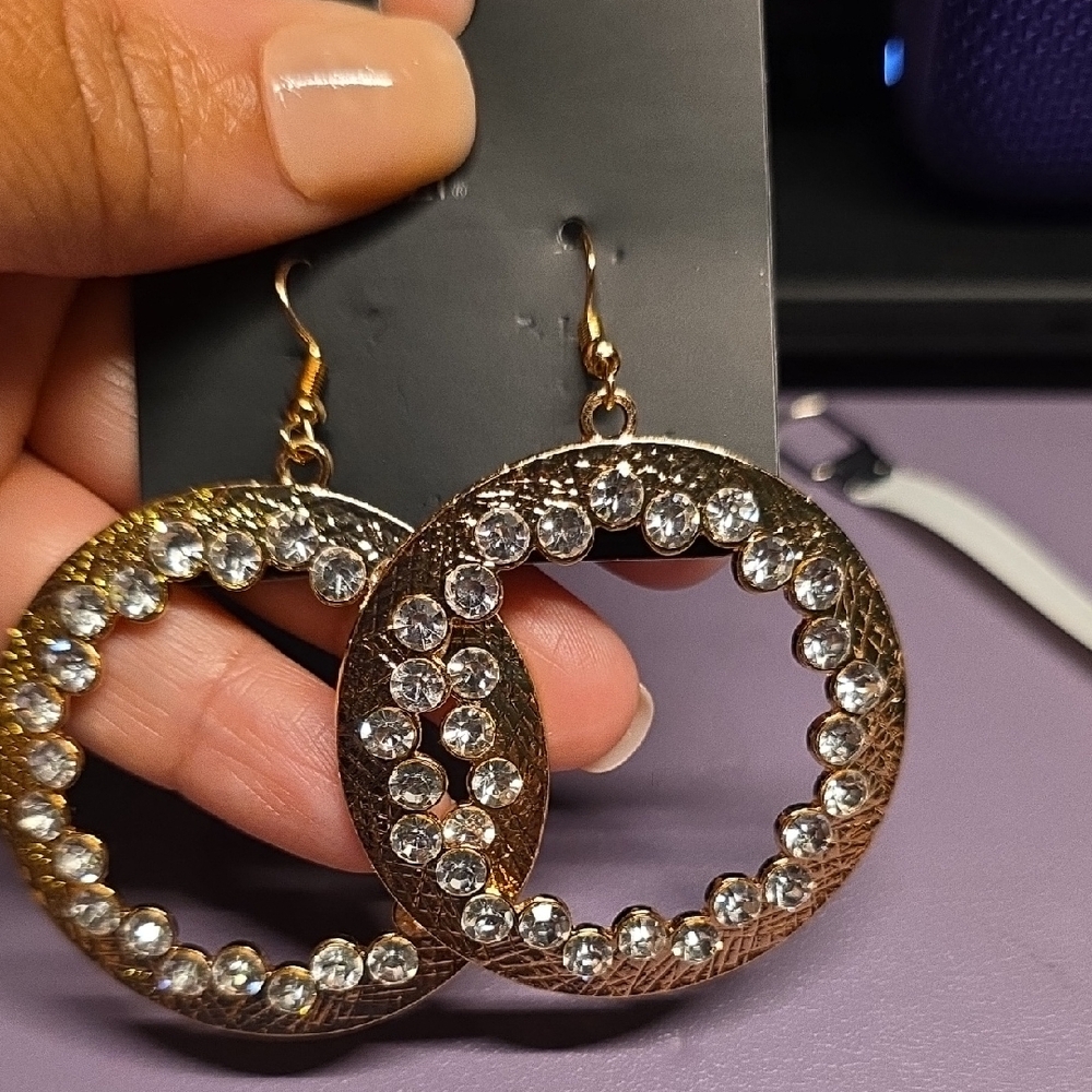 BUNDLE ANY 2, PAY ONE PRICE. Gold and Crystal Hoop Earrings